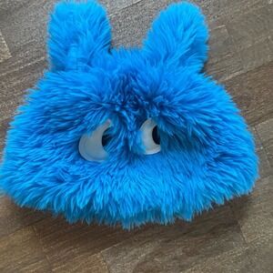 Fuzzy ears plush faux fur beanie blue hat